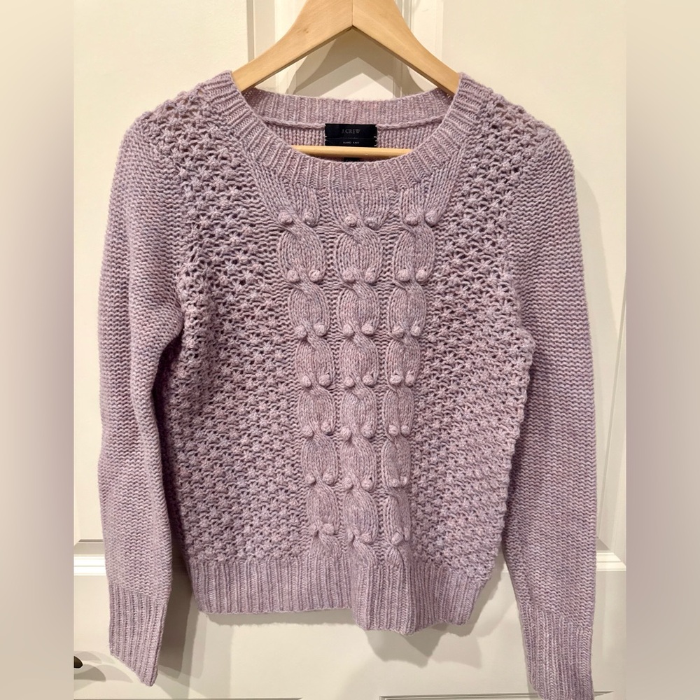 J Crew Lavender Cable Knit Sweater, size small, like new.